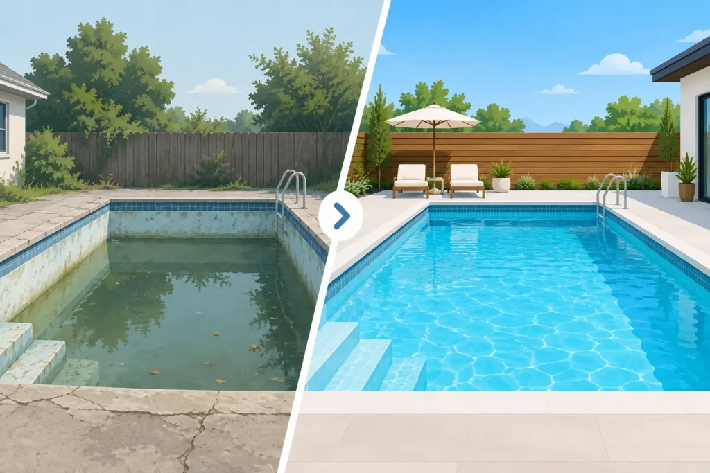 Pool Renovation Before and After Example Ideas