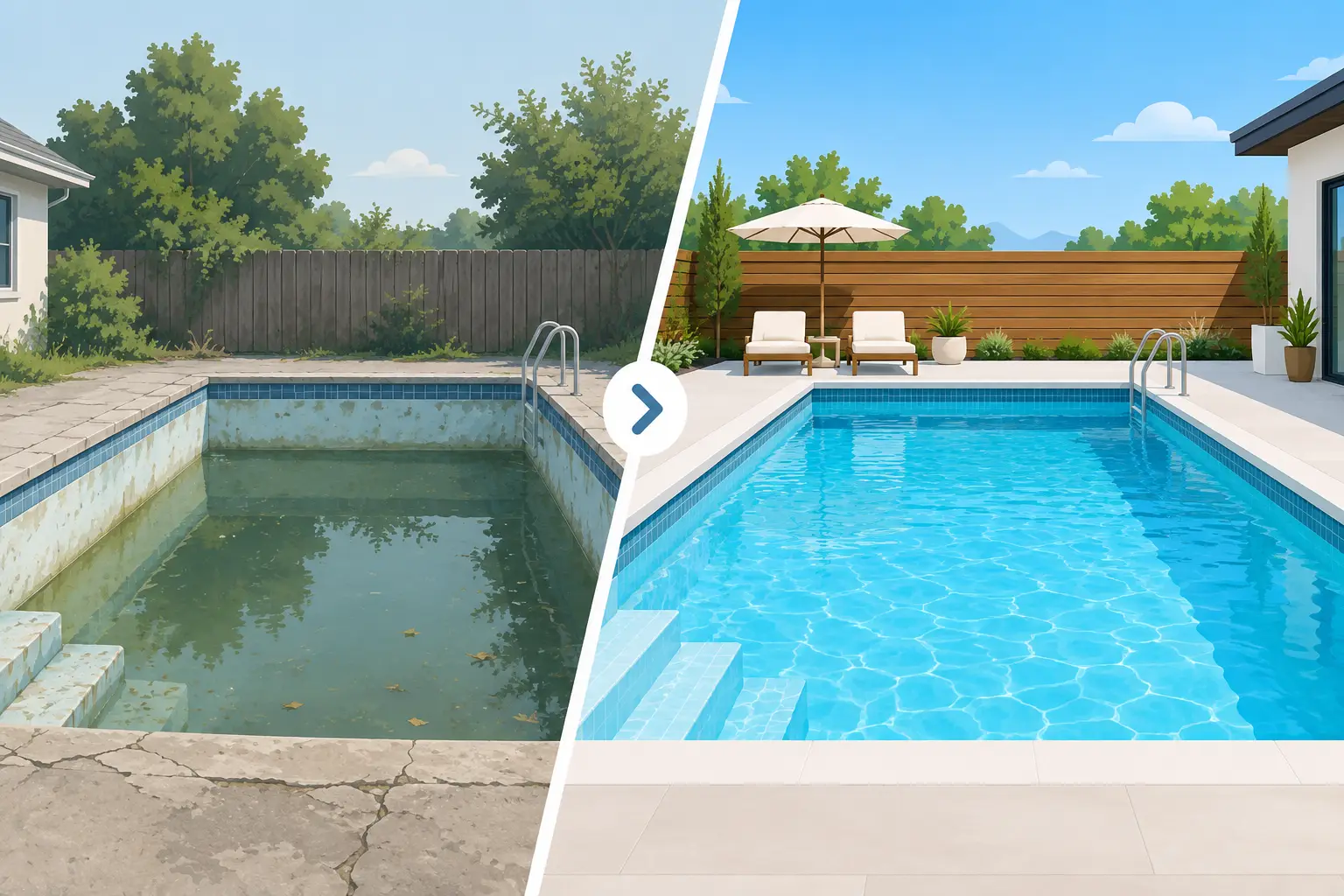 Pool Renovation Before and After Example Ideas